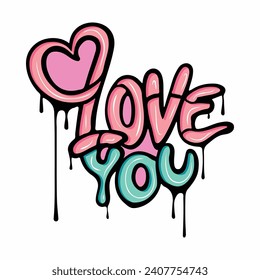 Happy Valentines Day graffiti typography art illustration
