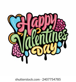 Happy Valentines Day graffiti typography art illustration