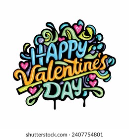 Happy Valentines Day graffiti typography art illustration