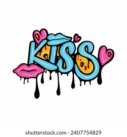 Happy Valentines Day graffiti typography art illustration
