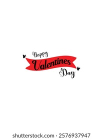 Happy Valentines Day graphic design with red ribbon and butterflies