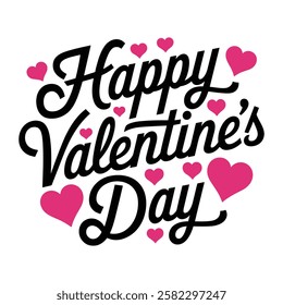 Happy Valentine's Day graphic design with hearts.