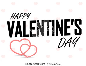 Happy Valentines Day, graphic poster, horizontal banner design template, vector illustration