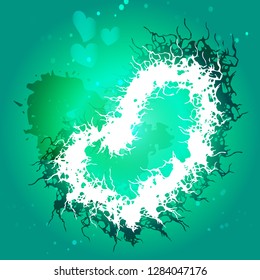 Happy Valentine's day! Green background with whit heart. Vector Illustration.