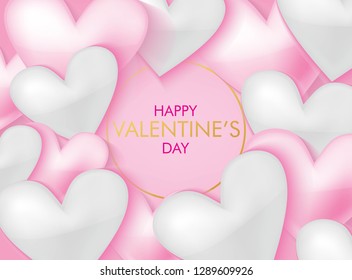 Happy Valentine's Day Greeting. 3D Hearts Background Vector Design for Campaign, Decoration, Card, and Poster.