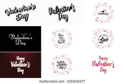 Happy Valentine's Day greeting background in papercut realistic style paper clouds. flying realistic heart on string; pink banner party invitation template; calligraphy words text sign on copy space