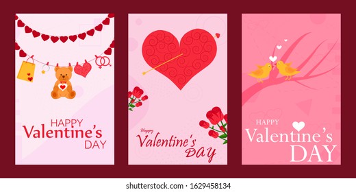 Happy Valentine's Day greeting banner background template. Vector illustration