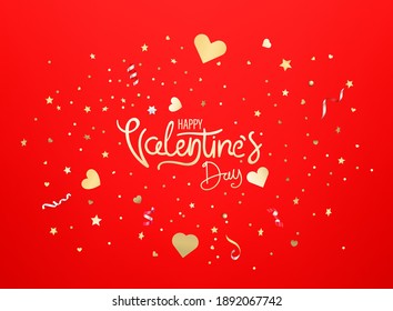 Happy Valentines Day. Greeting banner vector template with confetti
