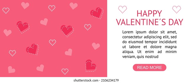 Happy Valentine's day greeting banner. Romantic background vector illustration.