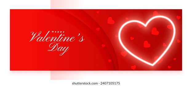 happy valentines day greeting banner with glowing love heart vector
