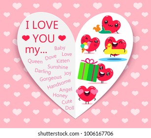 Happy Valentines Day. Greeting card. Vector illustration.