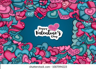 Happy Valentines day greeting card. Vector illustration.