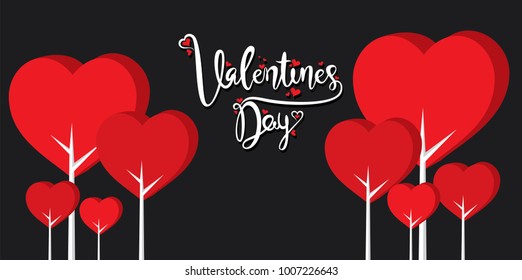 happy valentine's day greeting card, love tree background design