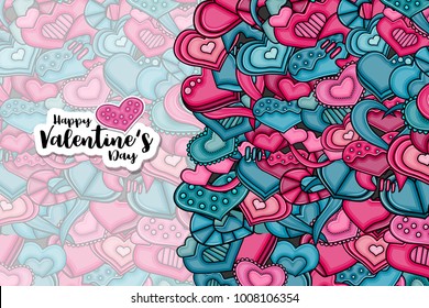 Happy Valentines day greeting card. Vector illustration.