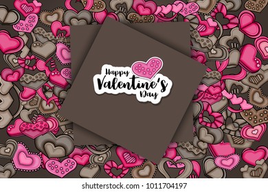 Happy Valentines day greeting card. Vector illustration.