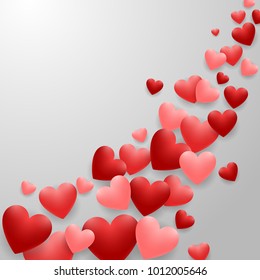 Happy valentines day greeting card with red heart on white background