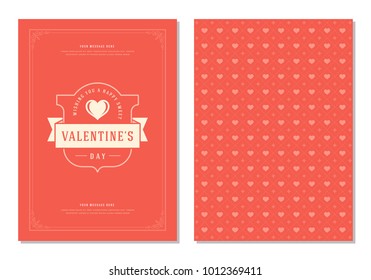 Happy Valentines Day Greeting Card or Poster Vector illustration. Retro typography design and pattern background.