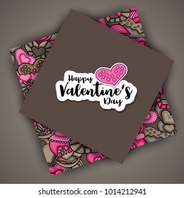 Happy Valentines day greeting card. Vector illustration.