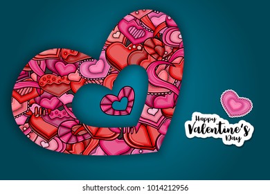 Happy Valentines day greeting card. Vector illustration.