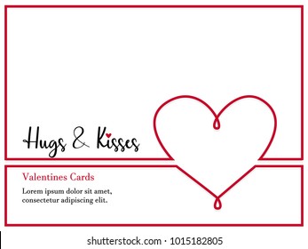 Happy Valentine's Day greeting card. Hugs and kisses lettering. Vector illustration