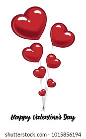 Happy Valentines Day greeting card Heart Balloons
