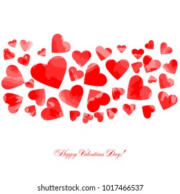 Happy valentines day. greeting card. vector illustration. red motley heart shapes