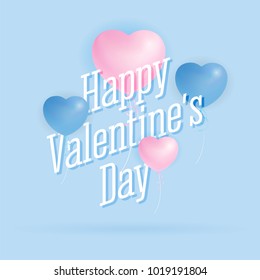 Happy Valentine's Day Greeting Card Background Design on Pastel Color Scheme Tone. Sweet Heart Balloon Decoration Vector Illustration