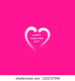 Happy Valentines Day greeting card. I Love You. 14 February. Holiday background with hearts, light, stars on plastic pink backgraund. Vector Illustration