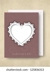 Happy Valentine's Day greeting card, love card or gift card with decorative blank heart shape . EPS 10.