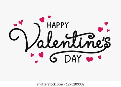 Happy Valentine's Day greeting card with hand drawn hearts. Vector