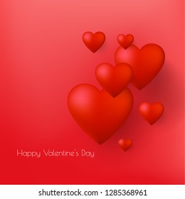 Happy Valentine's Day greeting card design with 3d hearts. Vector illustrtation.