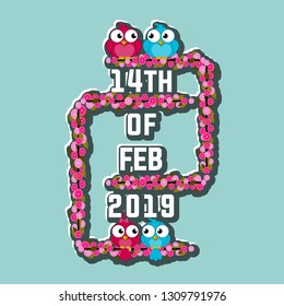 Happy Valentine's day greeting card. Love Birds in paper cut style. A couple of doves in loving. Paper art carve to couple birds, origami concept and Valentine's day idea,  - Vector
