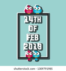Happy Valentine's day greeting card. Love Birds in paper cut style. A couple of doves in loving. Paper art carve to couple birds, origami concept and Valentine's day idea,  - Vector