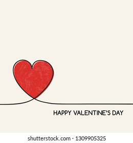 Happy Valentine's Day greeting card with hand drawn heart. Vector