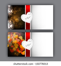 Happy Valentines Day greeting card or gift card with heart shapes. 