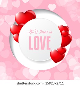Happy Valentines day greeting card, vector illustration