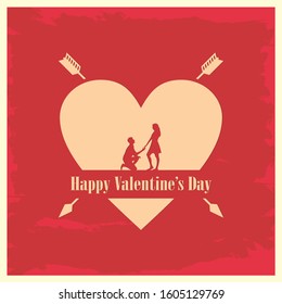 Happy Valentine's Day Greeting Card Template. Vector.