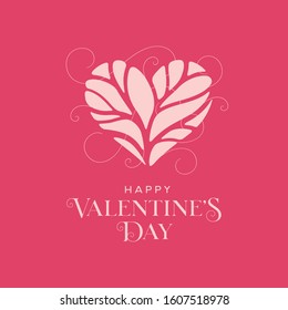 Happy Valentines Day greeting card. Typography composition on dark pink background. Vector vintage illustration.