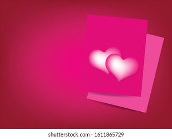 Happy Valentines Day greeting card, Pink hearts on pink background. Vector illustration, EPS10