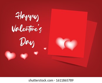 Happy Valentines Day greeting card, Red hearts on red background. Vector illustration, EPS10