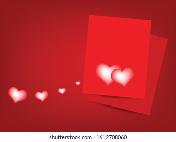 Happy Valentines Day greeting card, Red hearts on red background. Vector illustration, EPS10