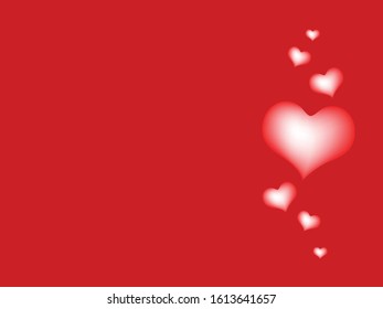 Happy Valentines Day greeting card, Red hearts on red background. Vector illustration, EPS10