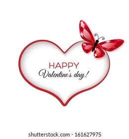 Happy Valentine's Day Greeting card with ruby butterfly