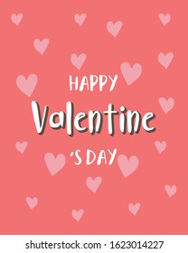 Happy Valentine's Day greeting card, Valentines Day typography, Background with hearts, Valentine card and poster