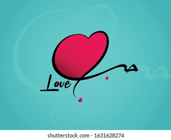Happy Valentine's day Greeting Card - Arabic calligraphy, colorful hearts on background