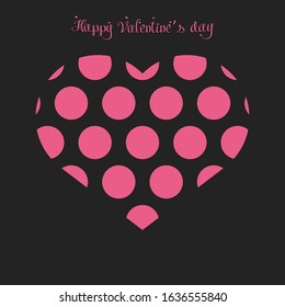Happy Valentine's Day. Greeting card with heart polka dot on an isolated background. Design pattern for greeting card, banner, poster, flyer, invitation. Vector illustration