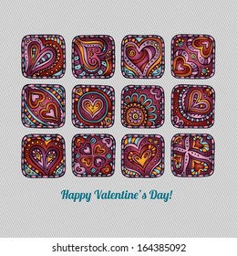 Happy Valentine's Day greeting card design. Vector illustration