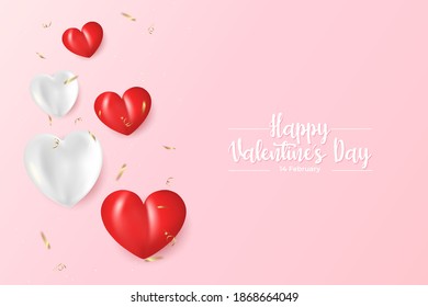 Happy valentines day greeting card with realistic heart.