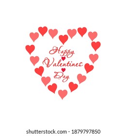 Happy Valentines Day greeting card. Calligraphy design for print cards, banner, poster Hand drawn text lettering for Valentines Day with hearts shape Vector illustration