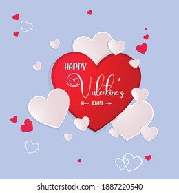 Happy Valentines day greeting card. with creative love composition of the hearts.Vector Illustration Design.